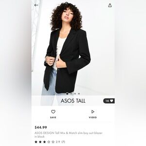 ASOS TALL blazer in black